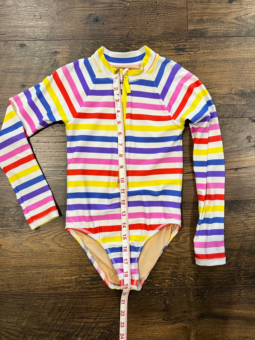 Crewcuts Girls' Multicolor Rainbow Stripe Long-Sleeve Rash Guard Swimsuit